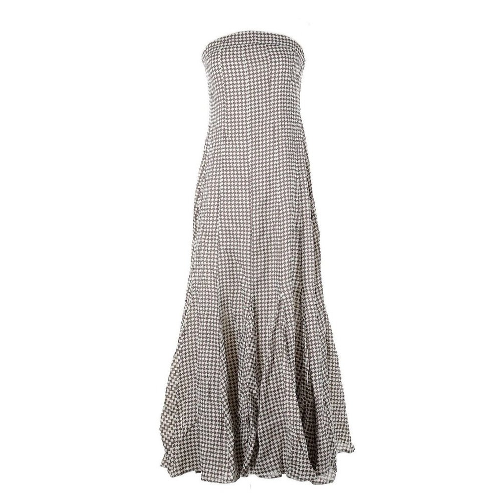 NWT DISSH Gaia in Chocolate Geo Geometric Linen Strapless Maxi Dress 6